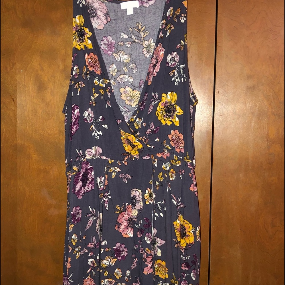 Grey Floral High Low Romper